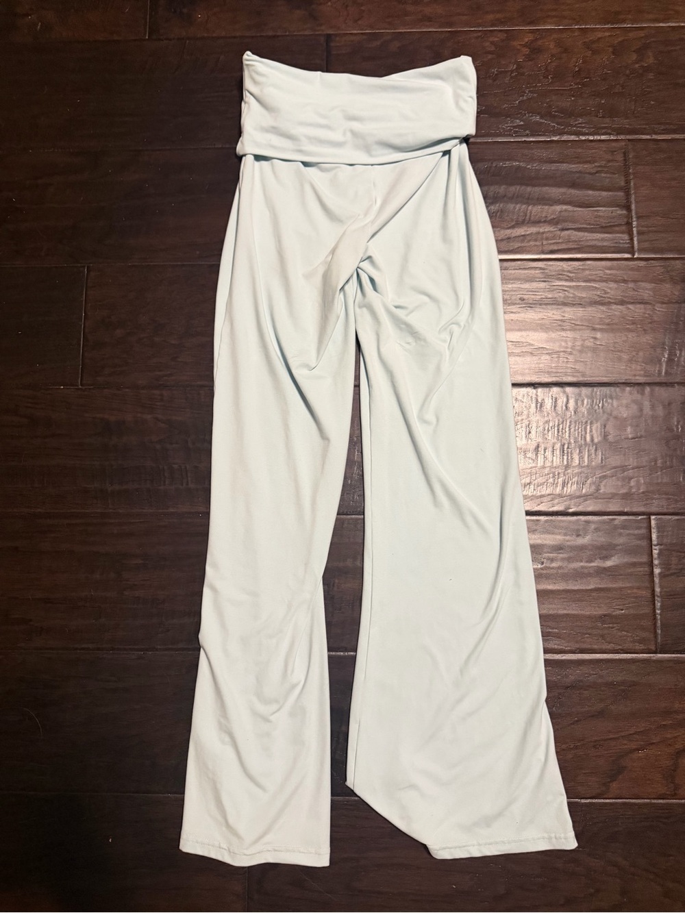 Altar'd State Fold-Over Waist Wide Leg Pants in Pale Blue